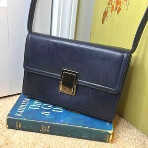 Frenchy of California Navy Leather Shoulder Bag